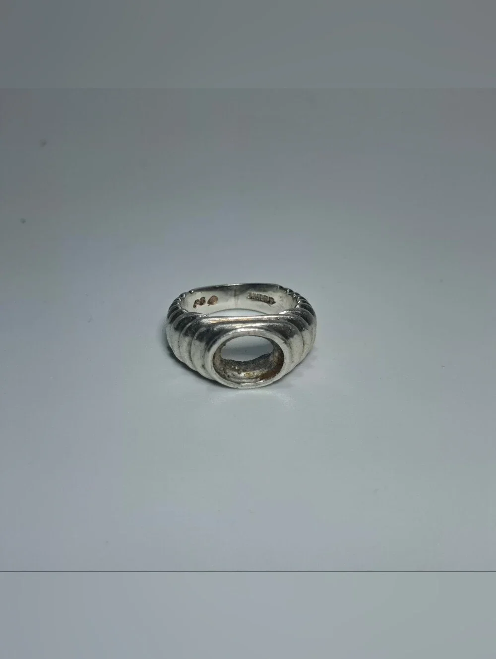 925 Sterling Silver Ribbed Ring Setting - No Stone